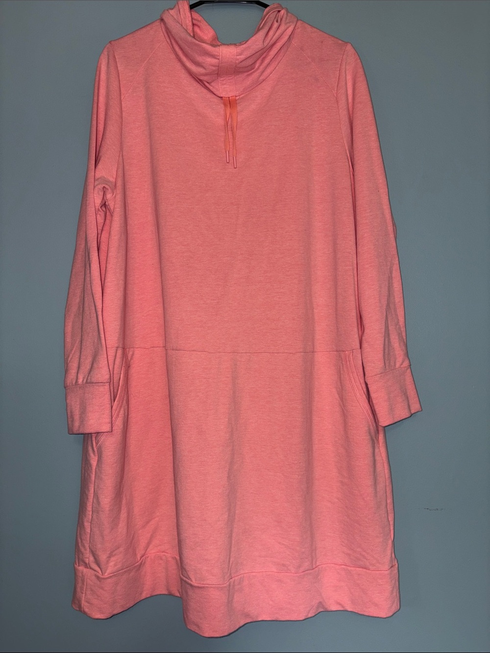 16 ACTIVE ZONE Baby Pink long-sleeve cowl neck Sweatshirt Dress - EUC- AS IS